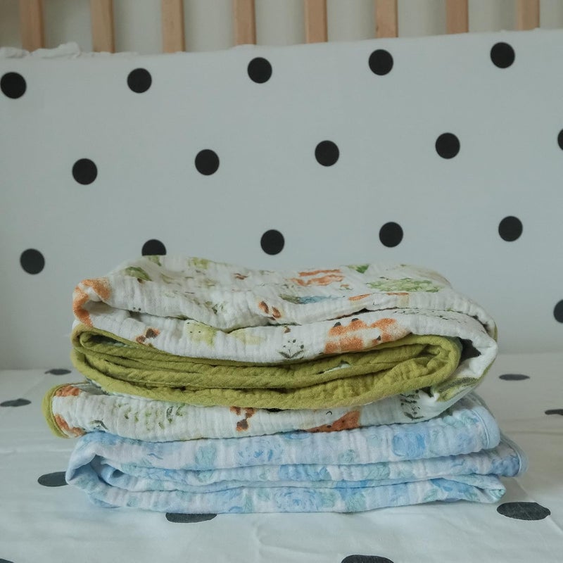 JoyTrek Muslin Baby Blanket 100% Cotton,Large Reversible Receiving Quilt for Boy Girl,Baby Blanket for Toddlers,Soft&Lightweight Premium Cotton Crib Quilt,Nursery,Tummy Time,Forest Creatures 47x47in - Image 5